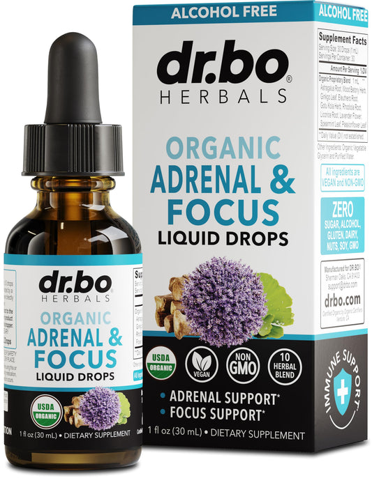 Adrenal Support Supplements Liquid Drops - Organic Adrenal and Focus Supplement, Cortisol Manager Adaptogen Adults, Ginkgo Biloba for Kids Calm - Natural Brain and Memory Fatigue Stress Attention 1oz