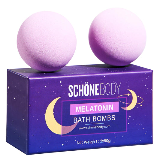 Sleep Well Melatonin Bubble Bath Bombs - Set of 2 - Bath Bomb Infused Lavender & Chamomile - Essential Luxurious Bath Additives for Dry Skin Nourishment - Elevate Your Bathing Ritual, Relaxation Set